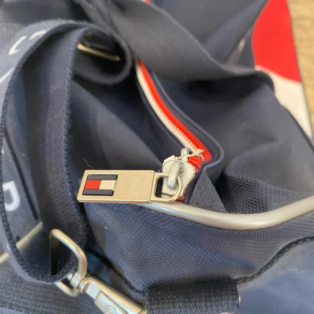 Tommy Hilfiger Vintage Unisex Large Retro Duffle Bag 1990s Red White Blue